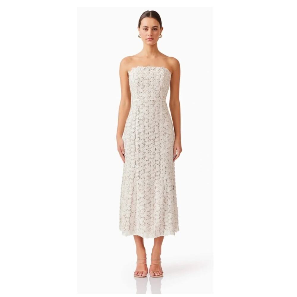 NWT Elliatt Cali Strapless Lace Midi Dress Size Large